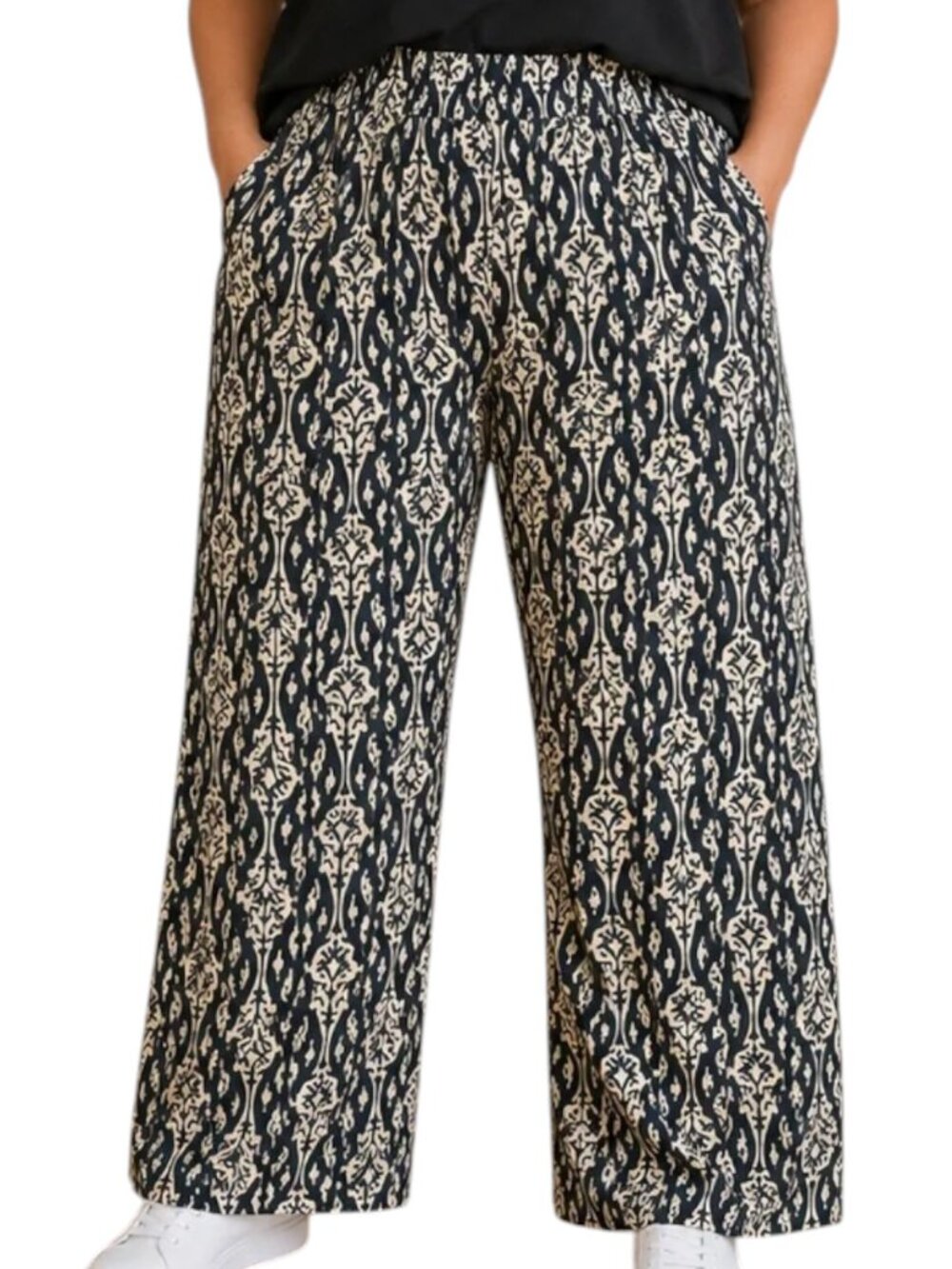 NEW Tahari Wide Leg Pants | Navy Damask